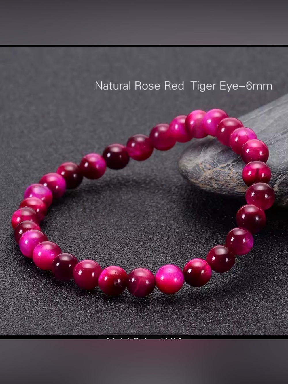 Rose Red Tiger Eye Beaded Bracelet for Women